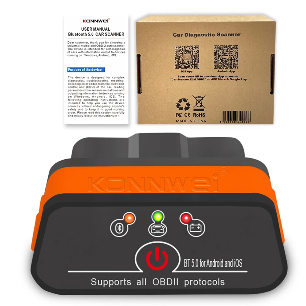 Автомобильный OBD2 iCar2 Bluetooth 5.0 ELM327 V1.5 OBDII для Android/IOS Anto сканер ELM 327 Auto OBD 2
