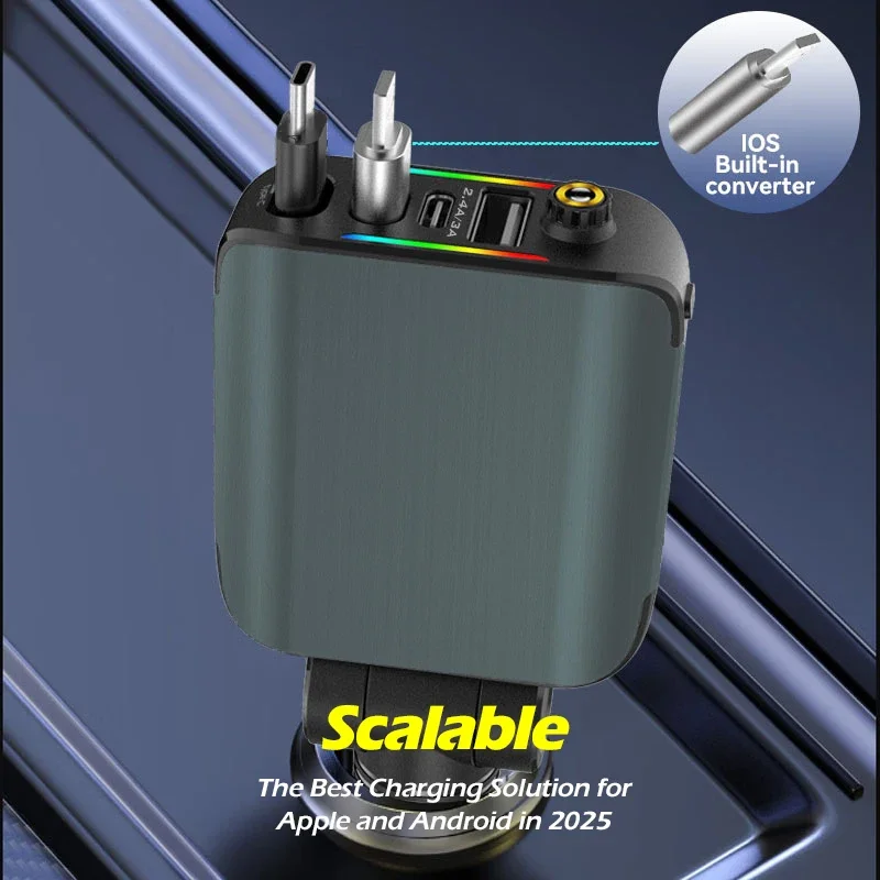 НОВОЕ выдвижное быстрое автомобильное зарядное устройство 4 в 1 с крышей Starlight