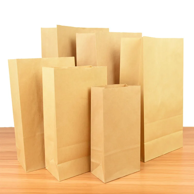 

10Pcs Kraft Paper Bag Gift Packaging Bags Biscuit Candy Food Snacks Bread Baking Takeaway Bags Wedding Party Supplies