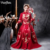 chinese traditional bride xiuhe cheongsam dress wedding party cheongsam evening prom gown elegant bride qipao toast clothing