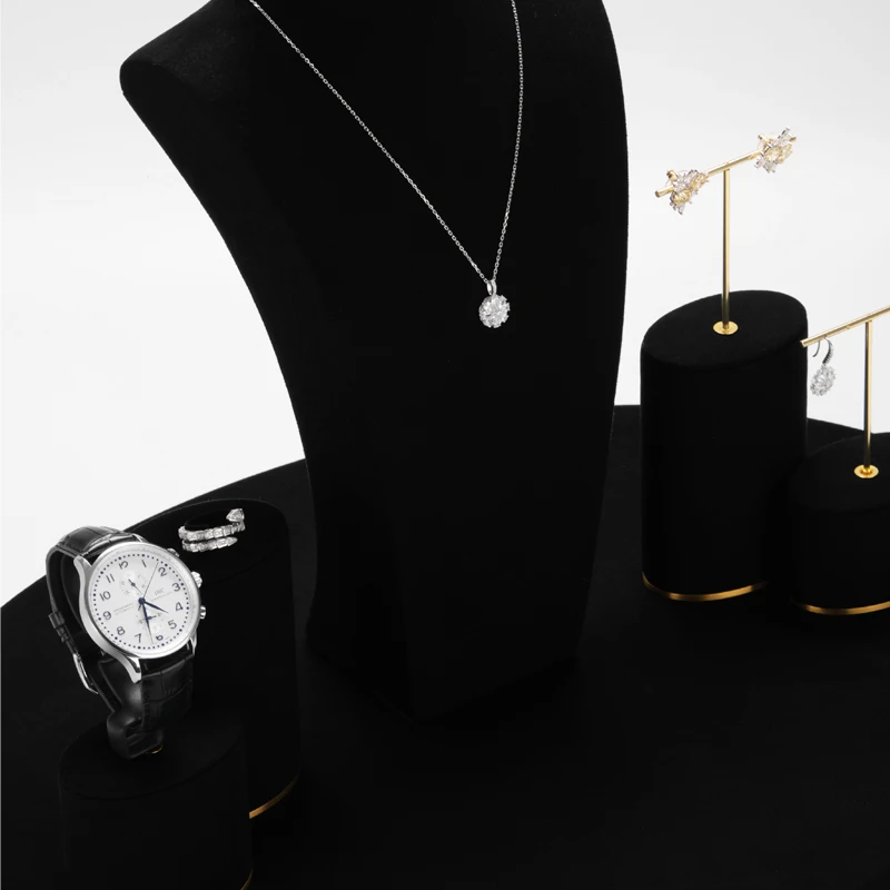 Black Light Luxury Jewelry Display Stand Earring Ring Watch Stand Oval Metal Stand jewlery organizer