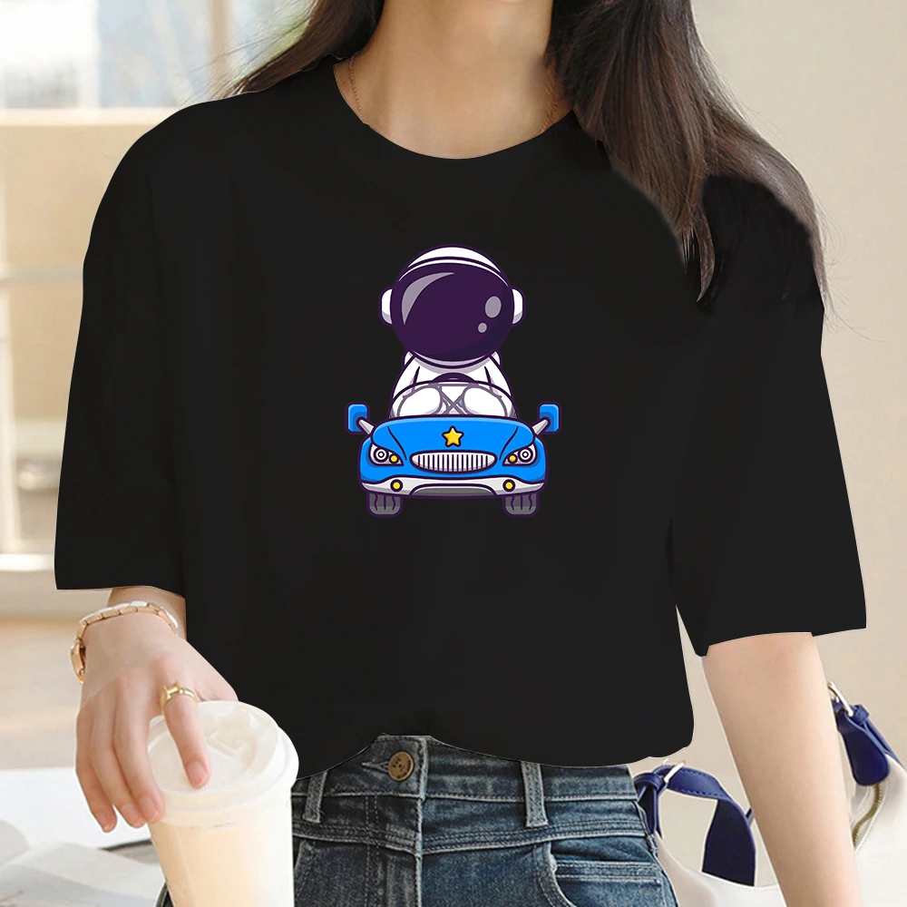 

Astronaut Car Print Women's T-shirt Sport High Quality Y2KT T-shirt Vintage Breathable T-shirt Summer O Neck T-shirt Ladies