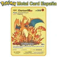 spanish pokemon metal card sp pok%c3%a9mon letters v vmax charizard pikachu collection gold cards gx original game toy kids gift