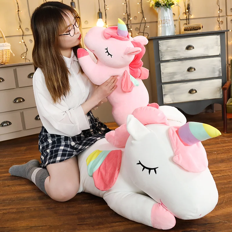 

25-100cm Giant Unicorn Plush Toy Kawaii Animal Horse Soft Stuffed Pillow Toys Soft Dolls For Children Girl Birthday Gifts