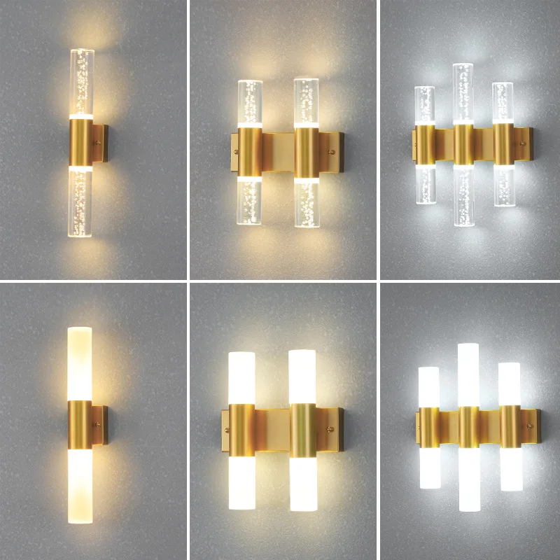 Nordic Modern Minimalist Double Head Golden Wall Lamp Led Personality Creative Corridor Aisle Stairs Bedroom Bedside Wall Lamp