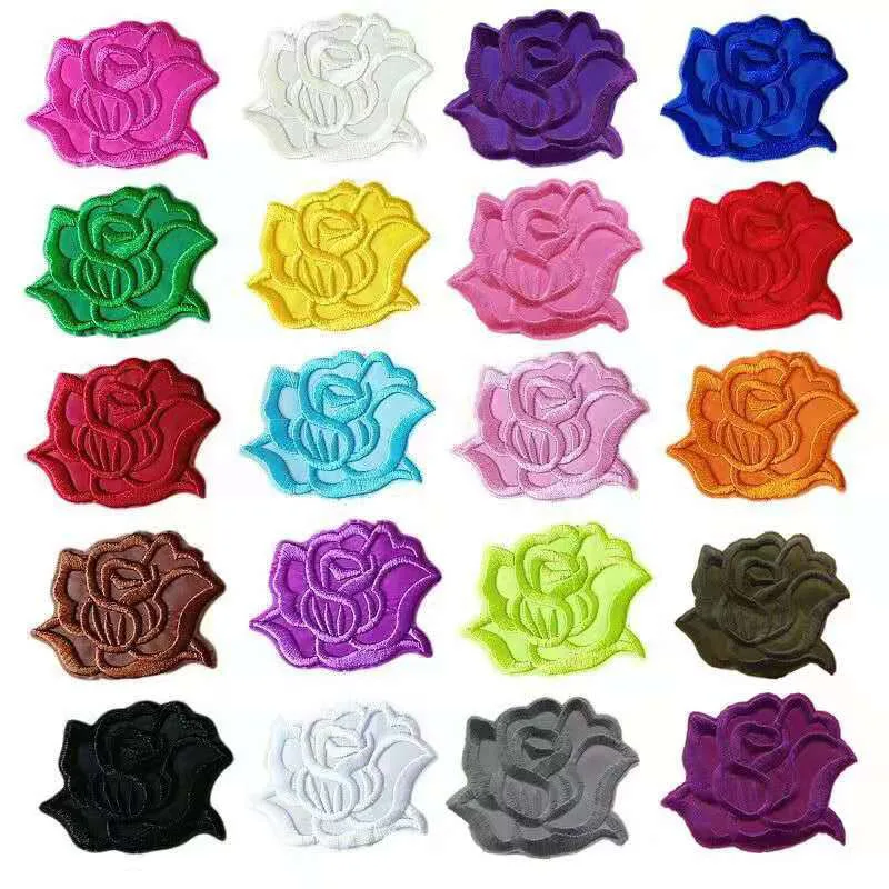 

1 Pcs Self-adhesive White Rose Flower Applique Embroidered Badge Patches For T-shirt Clothes Sewing Bags DIY Dress Application