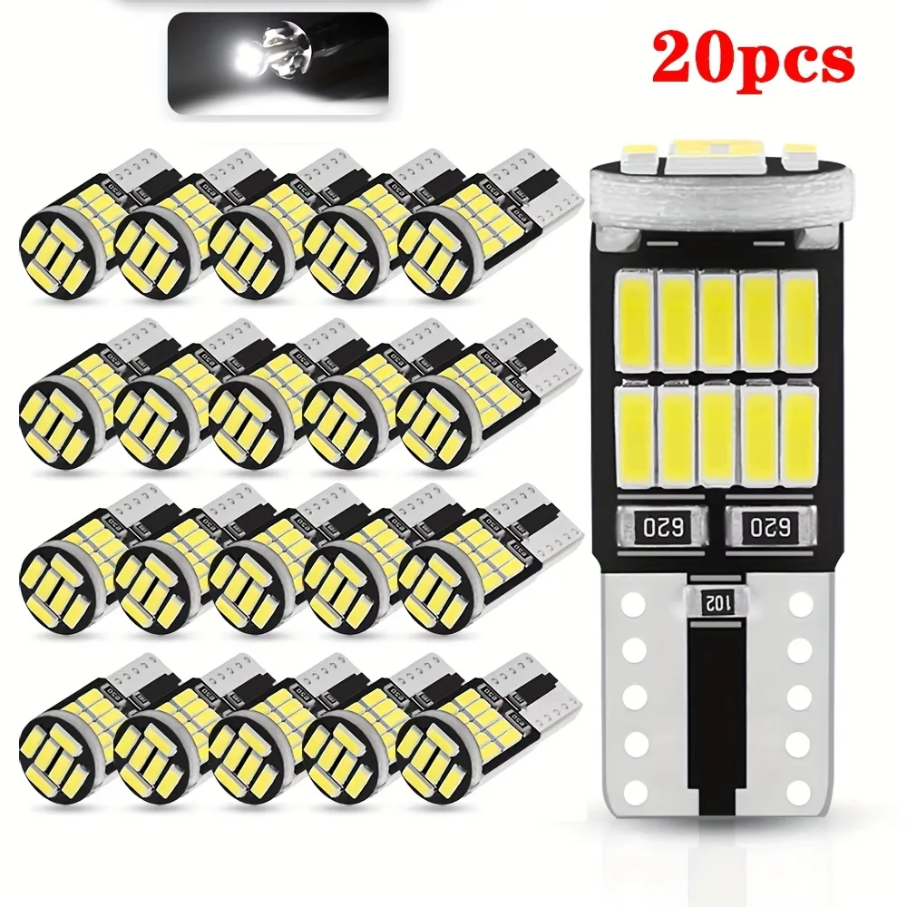 Фото 10/20 шт. W5W T10 светодиодные лампы Canbus 4014 SMD 6000K 168 194 светодиодные 5w5 салон автомобиля купол для чтения номерного знака сигнальная лампа №1