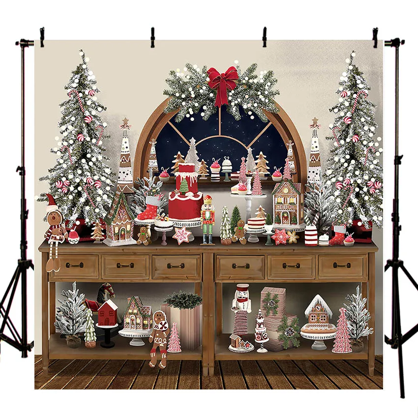 

Фон для фотосъемки Mehofond зимнее рождественское окно подарки имбирный хлеб Рождественская елка детский портрет Фотостудия
