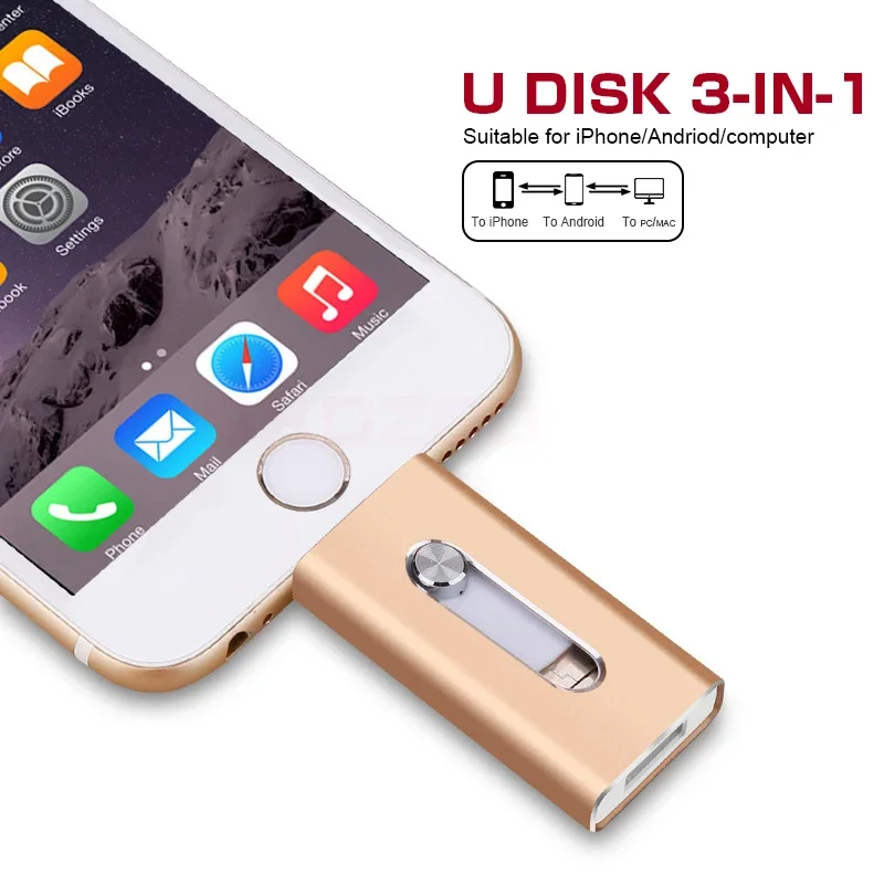 Флэш-накопитель OTG iFlash 128 ГБ Cle USB 3.0 256 1 ТБ для iPhone 11 iPad iPod iOS Android Phone