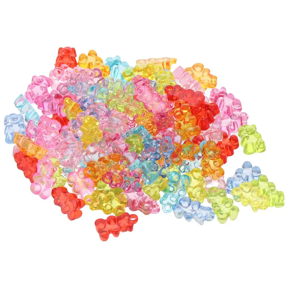 

colorful bear candy beads jewelry making glitter powder cabochons bear charms gummy bear resin charms DIY jewelry making