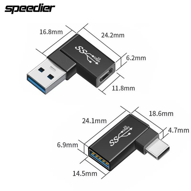 

Адаптер USB Type C OTG, адаптер USB Type-c «штырь-гнездо» под углом 90 градусов для разъема USBC OTG