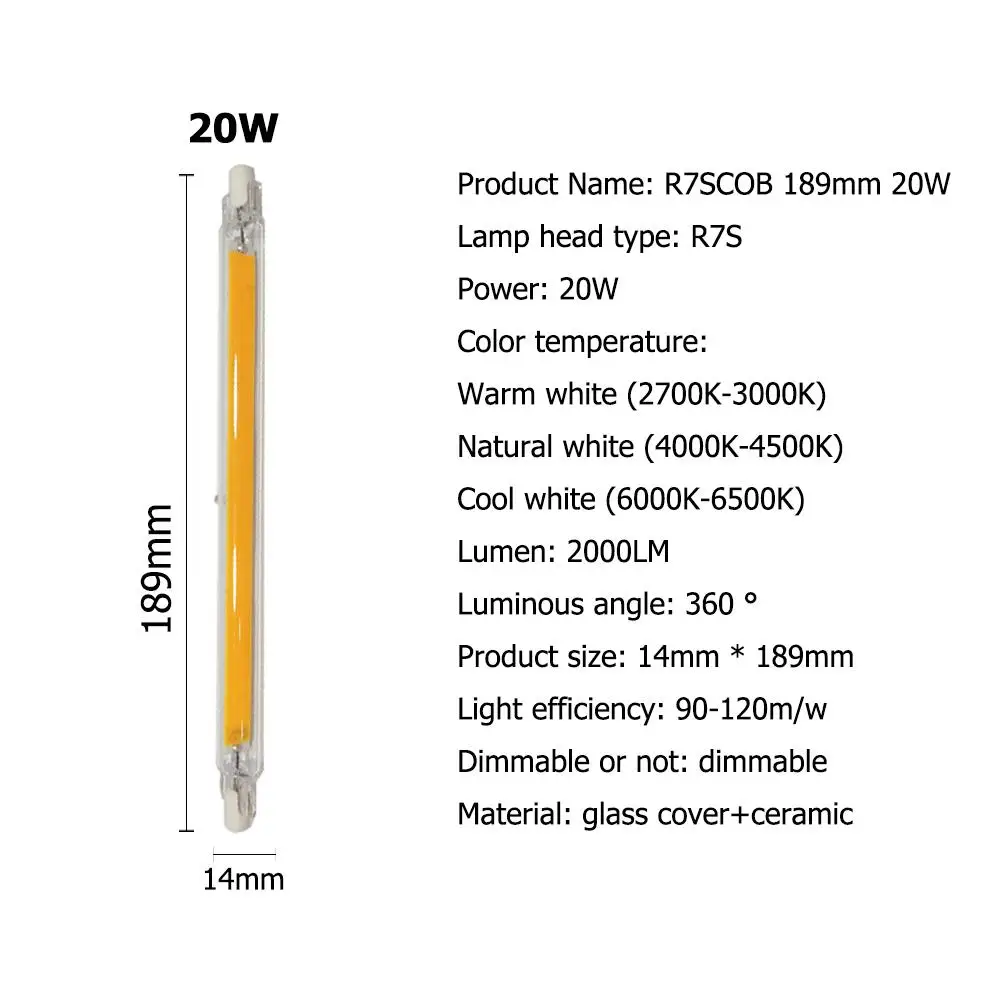 

YORYZENG LED лампа R7S 220V стеклянная 5/12/20Вт