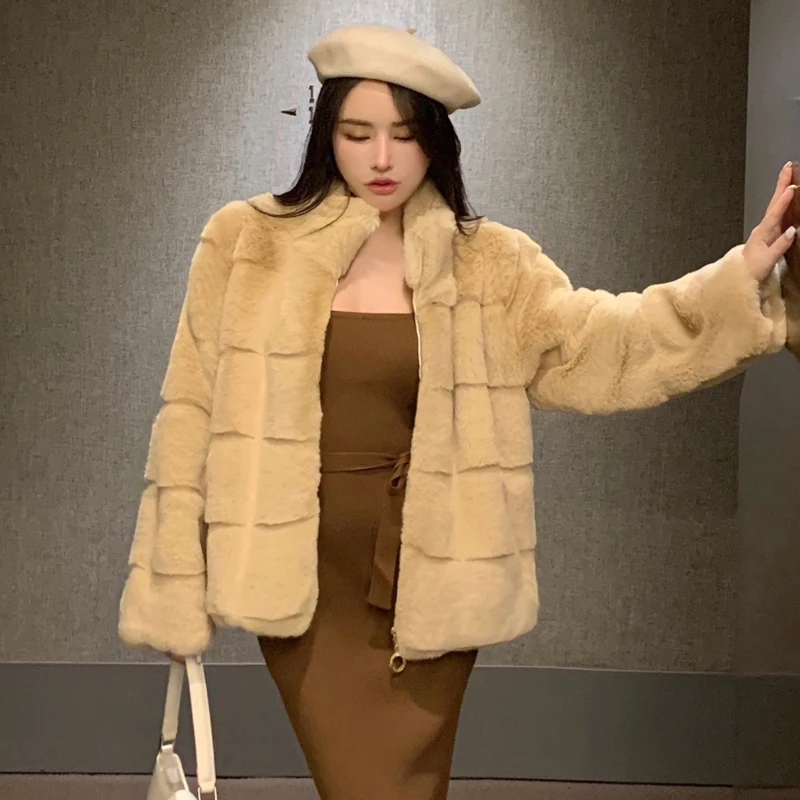 COZOK Traf Autumn Winter Coat For Women Korean Edition 2022 Fashion Sexy Luxury Fur Fox Wool Jacket Y2K Long Sleeve Thermal Top