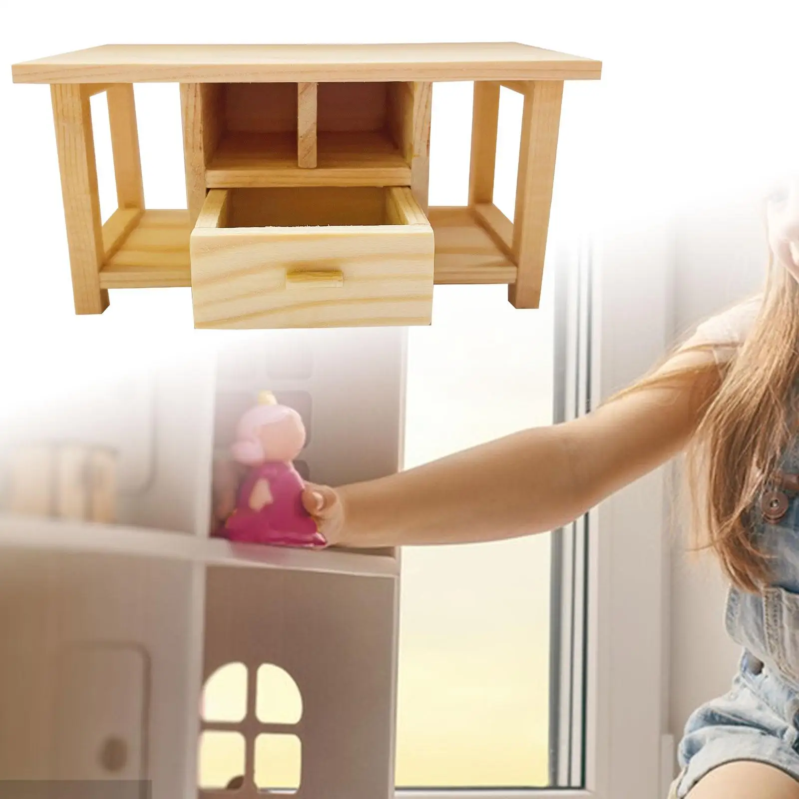 

Realistic Wood End Table for 1:12 Scale Dollhouse Decorative Accessory