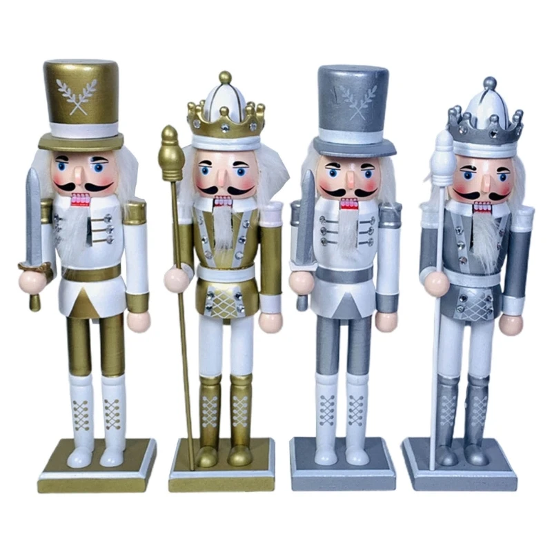 

Wooden Nutcracker Ornament Soldier King for Shelves Tables Christmas Holiday