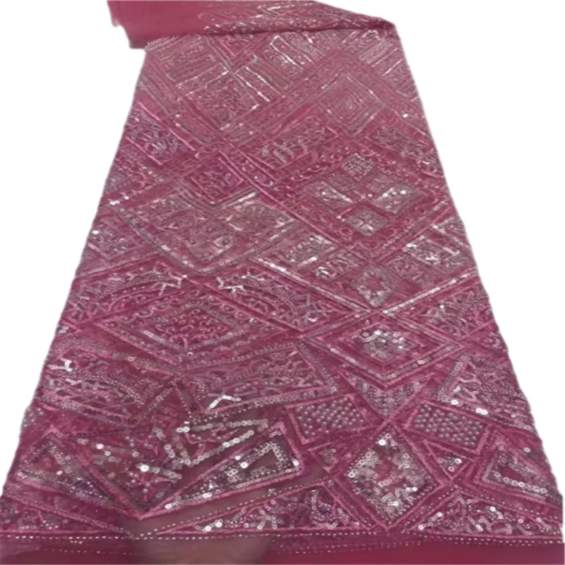 

NEW African Guipure Lace Fabrics High Quality Nigerian Swiss Voile FABRIC pink Net Tulle Lace 5 Yards For Wedding FFJ19