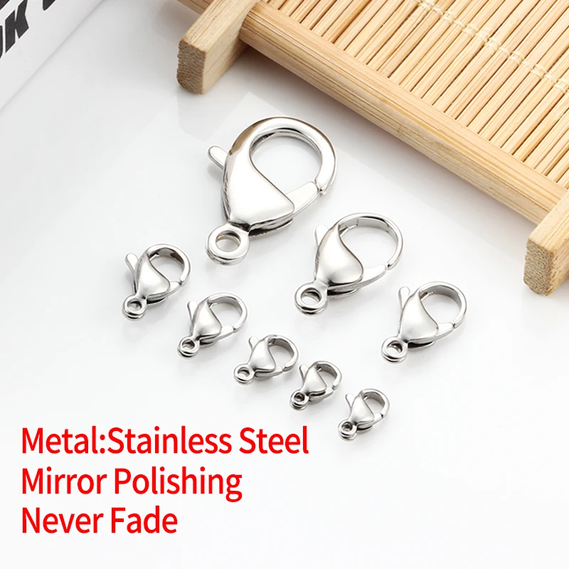 10Pcs/Lot Stainless Steel 9/10/11/12/13/15mm Lobster Clasps Hooks Connector For DIY Jewelry Making Supplies Meterials Accessorie