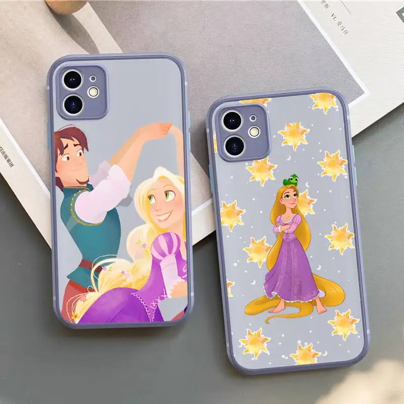 

Disney Tangled Rapunzel Princess Phone Case for iPhone X XR XS 7 8 Plus 11 12 13 pro MAX 13mini Translucent Matte Case