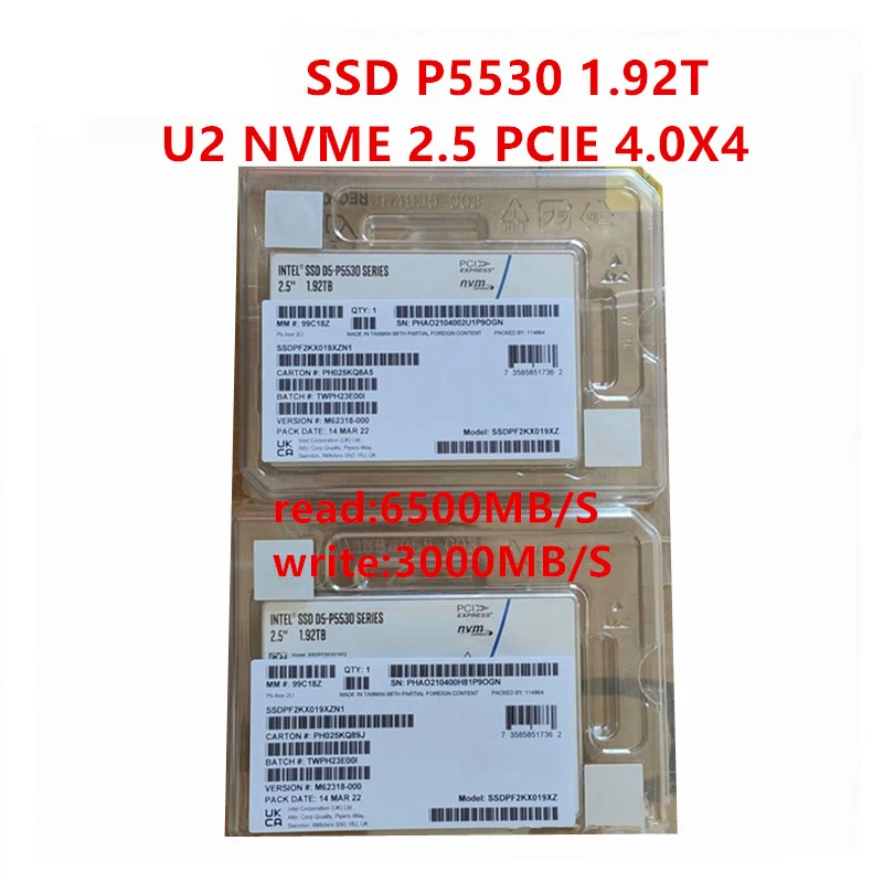

Original For Intel SSD P5530 3.84T 1.92T 960G SSD U.2 NVME 2.5 .PCIE4.0X4