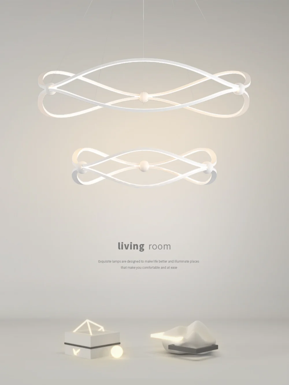 

Modern LED Chandelier Simple Dining Room Living Room Bedroom Kitchen Bar Curve Design Ring White Black Home Decor Hanging Lights