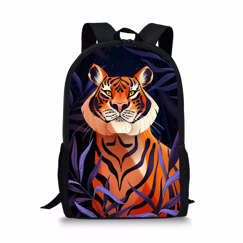 Tiger Art Style Print New Large Schoolbag Student School Backpack Waterproof Bagpack Capacity Primary Book Bags