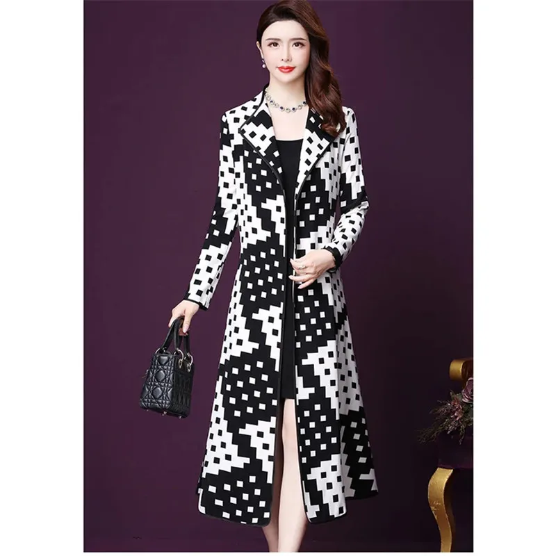 

Women Windbreaker Coat 2022 Spring Autumn New Arrivals Korean Fashionable Plaid Trench Coat Femme Thin Mid-Length Ladies Jacket