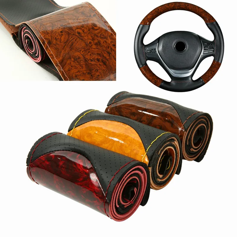 

2021 Crystal Car Steering Wheel Cover Leather Braid On Car Steering Wheel Case Braiding Cover