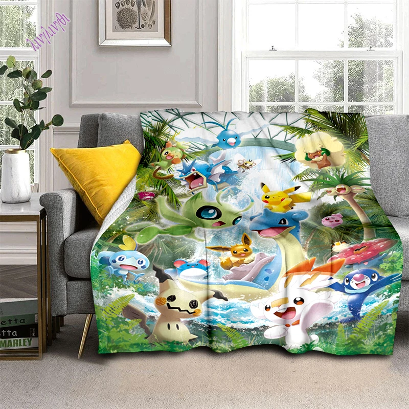 Pokemon Pikachu Anime Blanket  Cover Sofa Cartoon Blankets for Kids Children Ultra-Soft Bed Sheet Warm Bedspread Bedding Decor