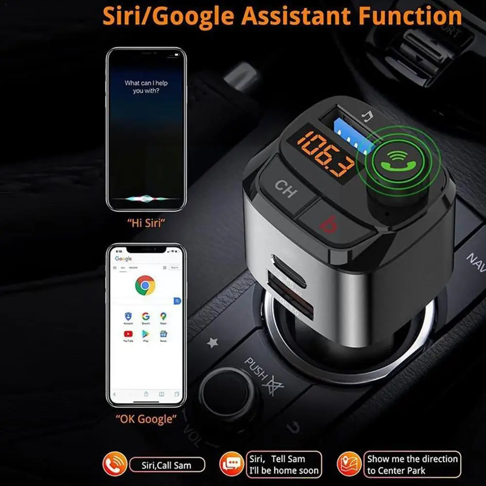 

FM-трансмиттер QC3.0 для автомобиля, Bluetooth 5,0, 18 Вт