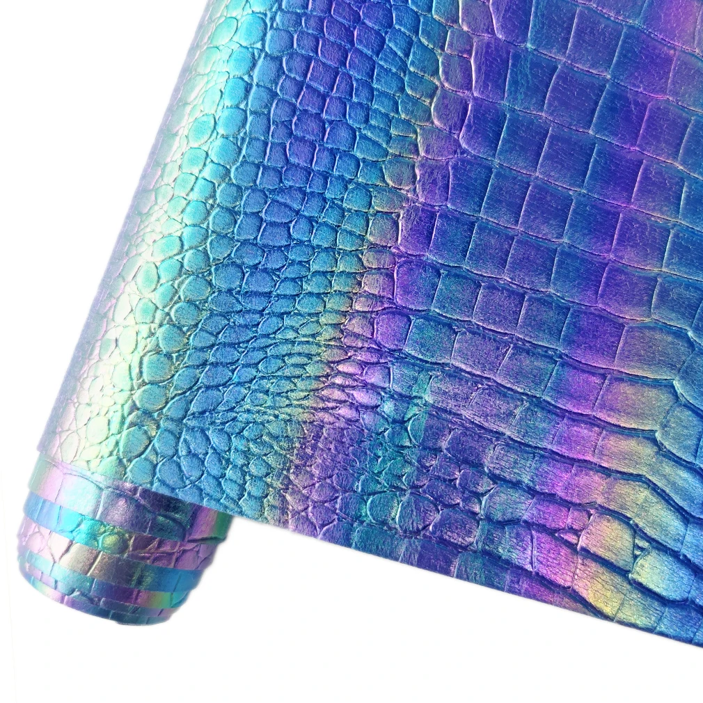 

Metallic Crocodile Faux Leather Fabric, Glitter Smooth Synthetic Leather Sheets, PU Leather For Making Bows 46X135CM