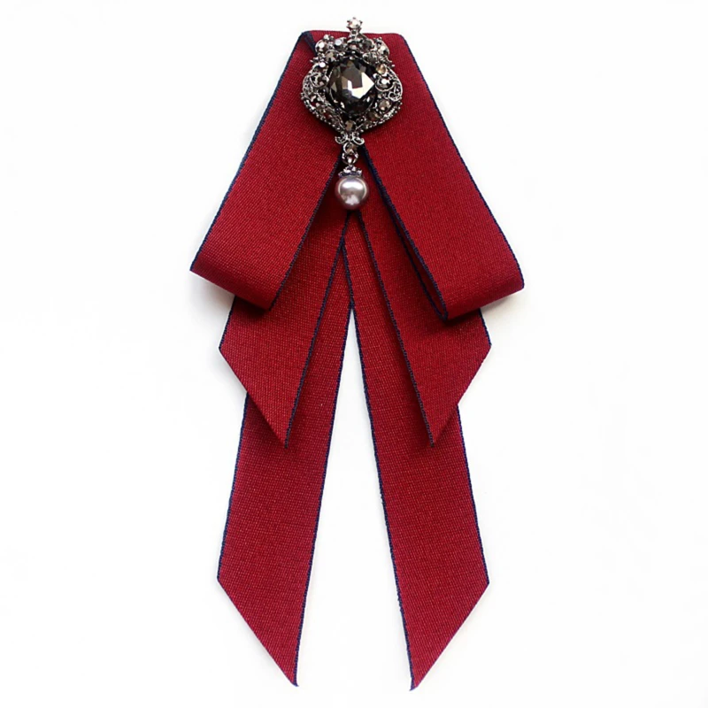 

British Men Women Silk Satin Ribbon Bow Tie Cravat Luxury Groom Necktie Business Wedding Party Alloy Crystal Rhinestone Bowtie