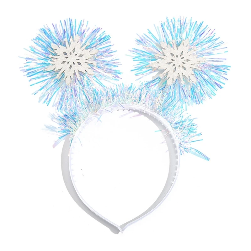 

E9LC Festival Christmas Women Carnival Hairband Shinning Bouncing Snowflake Ball Shape Headbands Tinsel Party Hair Hoop