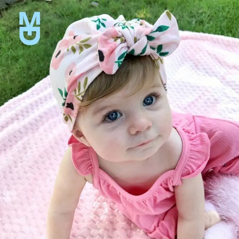 

New Fashion Baby Hat Solid Turban Kids Girls Sun Hat Elastic Caps 6 style Baby Cap Bow Tie Baby Infant Accessories