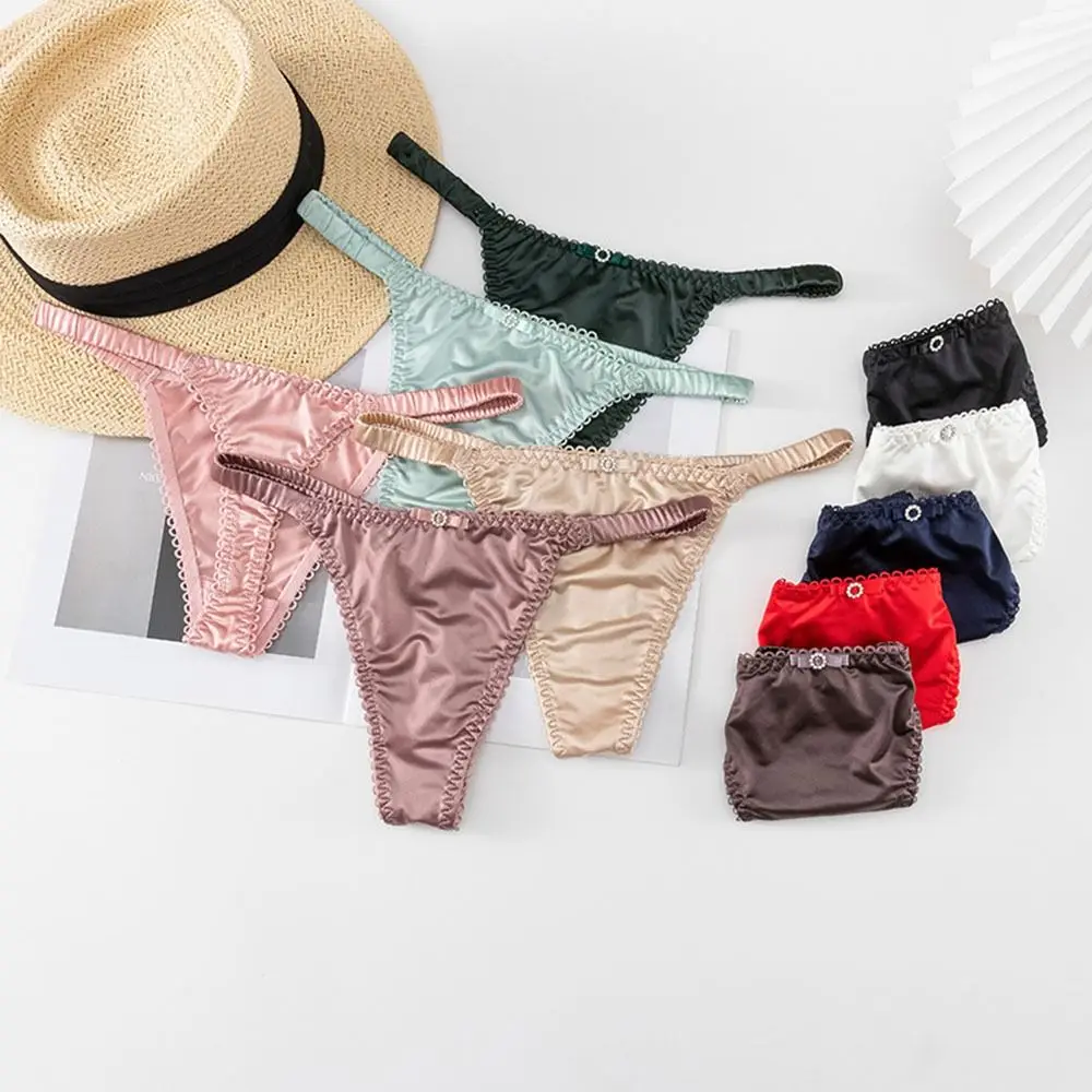 

Milk Silk Soft Low-waist Bow Panties Elastic Breathable Comfortable Sexy Women Thong sweet Girls Basic Fashion Thin Belt Brief