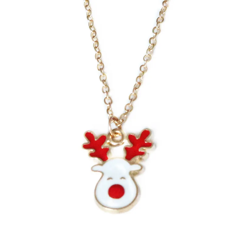 

Cartoon Elk Pendant Necklace for Women Girls Short Long Chain Design Christmas Collar Patry Neck Accessories Christmas Gifts