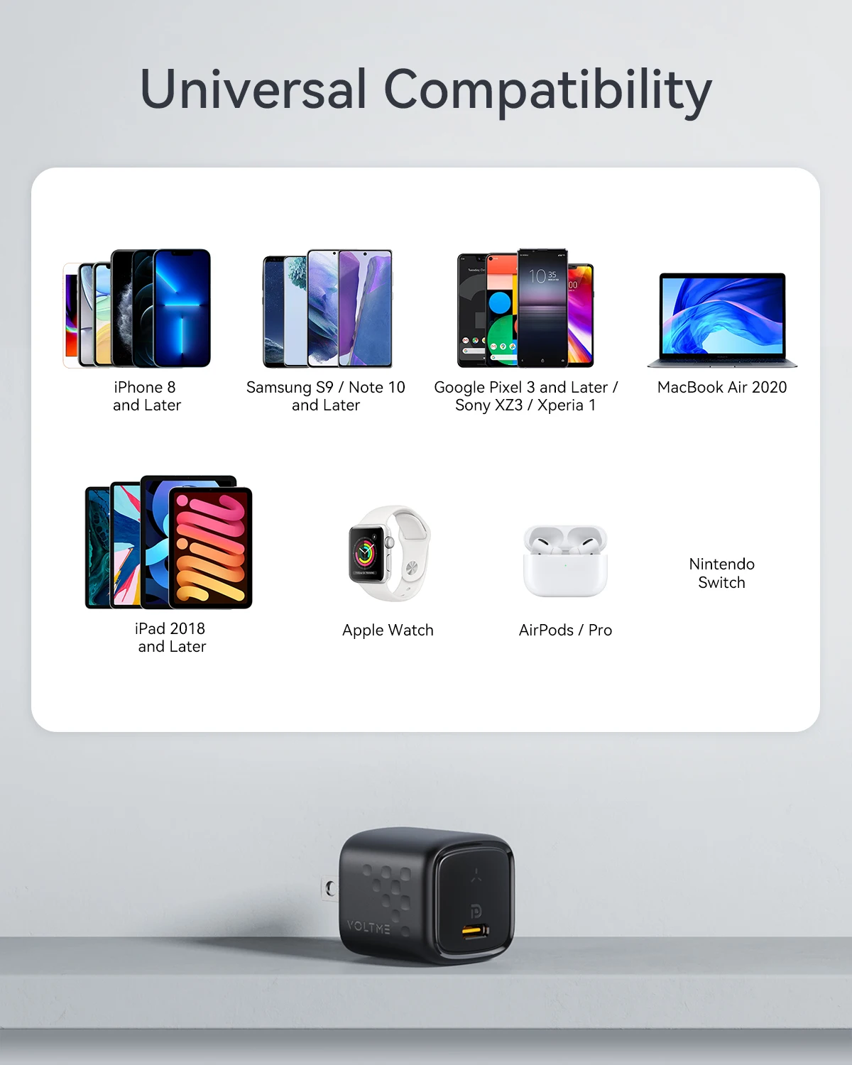 VOLTME 30W GaN III Mini Charger USB Tpye C Fast Charger PD3.0 Charging For iphone 13 Charger Cargador Xiaomi Huawei Samsung S22