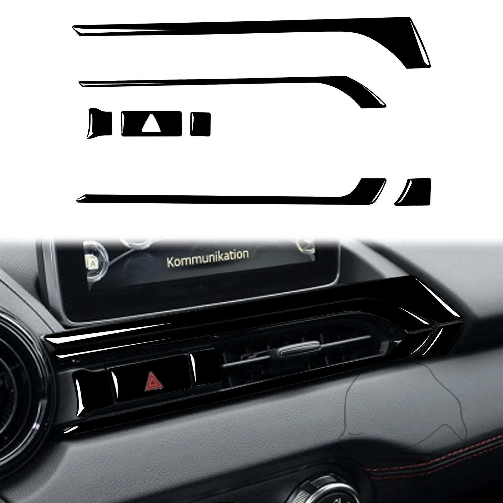 

7Pcs Piano Black Fit For Mazda MX-5 2016 2017 2018 2019 2020 Car Center Air Outlet Panel Trim Cover Sticker