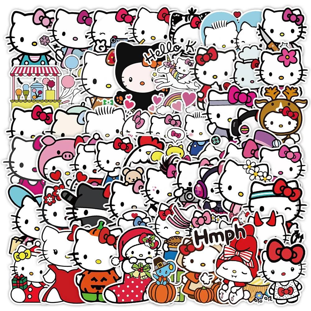 10/30/50 шт. кавайные аниме наклейки Hello Kitty милые детские с героями мультфильмов Sanrio