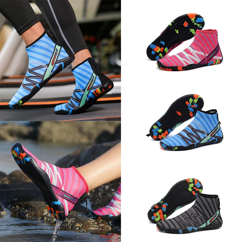 

Unisex High Top Zipper Outdoor Beach Speed Interference Aqua Shoes Women Indoor Fitness Yoga Training Shoes Men Diving Swim Shoe
