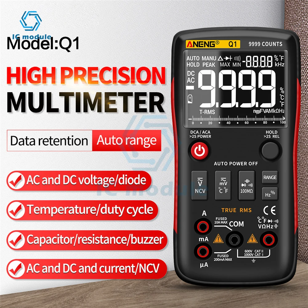 

ANENG Q1 Digital Multimeter Voltage Meter Tester Professional Multimetro DIY Transistor Capacitor NCV Testers Lcr Meter
