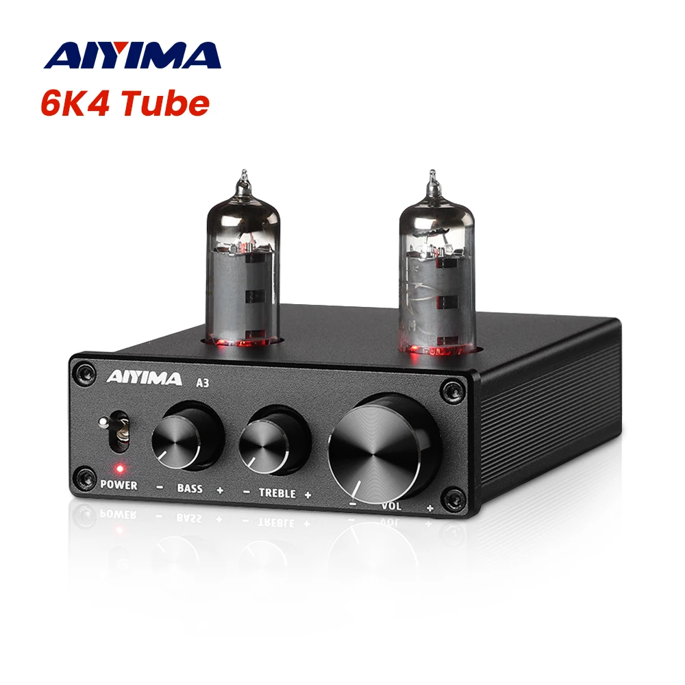 

AIYIMA Audio A3 6K4 Vacuum Tube Pre Amplifier Stereo HIFI Preamp Bile Preamplifier Treble Bass Adjustment For Passive Speaker