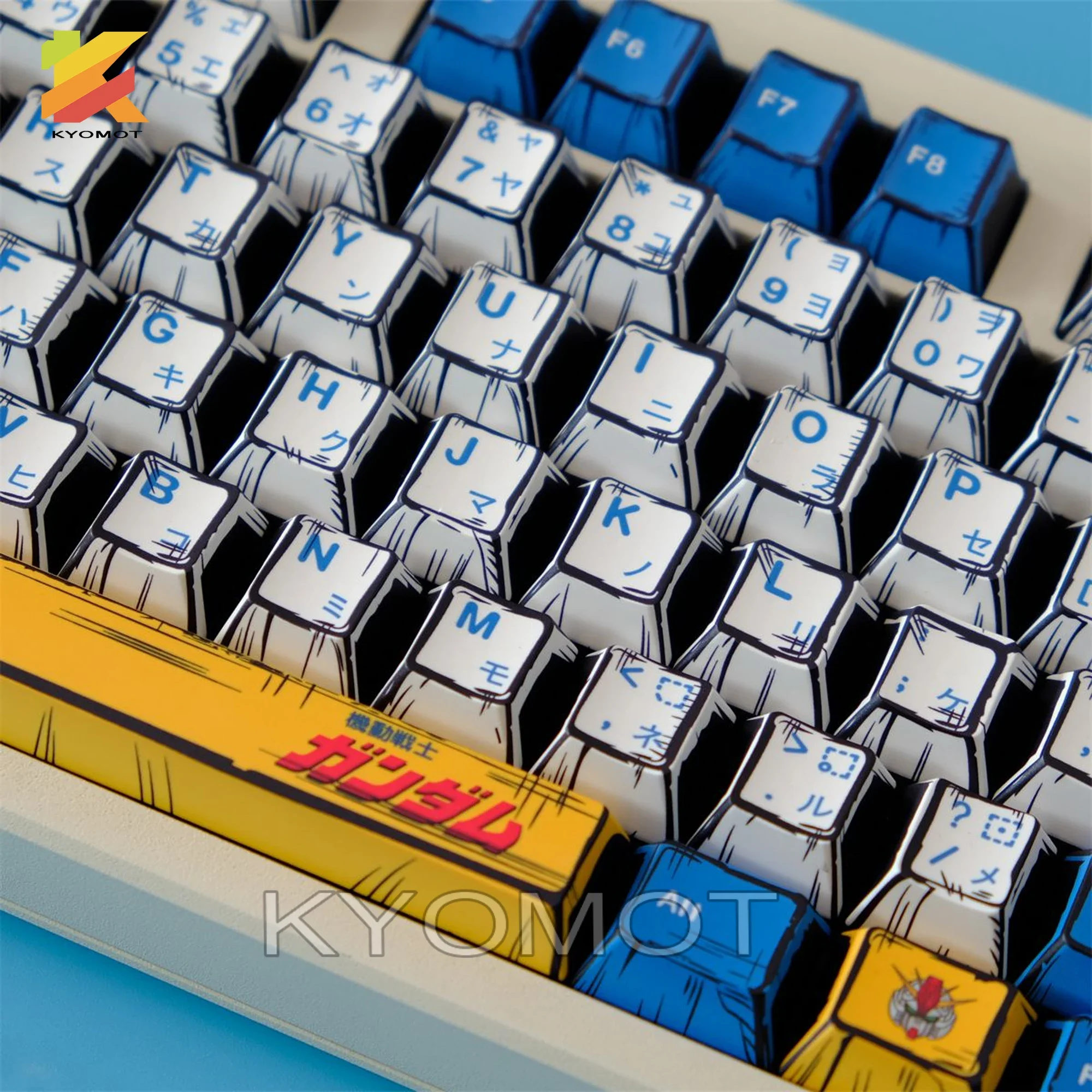 Фото KYOMOT 148 клавиш в стиле комиксов Gundamed Keycap Cherry Profile PBT Dye Sub Anime Game Keycap для DIY MX Switches Механическая клавиатура №4