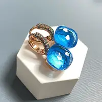 11.6mm Maxi Pomellato Earrings Inlay Blue Topaz Zircon Crystal Earrings Rose Gold Plated Amethyst  London Blue Jewelry For Women