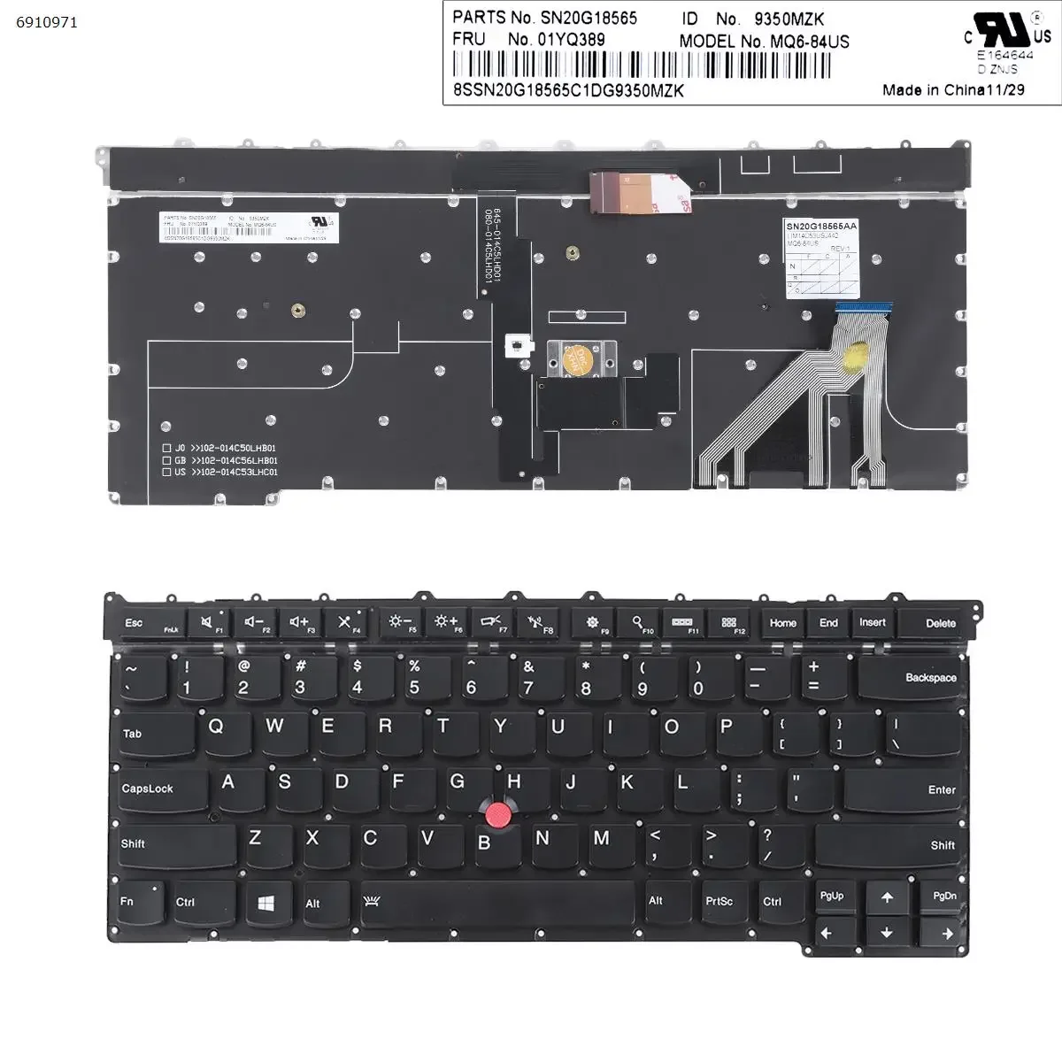 

US Laptop Keyboard for Lenovo ThinkPad X1 Carbon 3rd Gen Backlit 2015 20BS 20BT Backlit with point stick