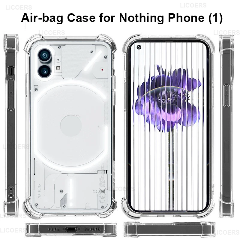 

Air-bag Case for Nothing Phone 1 One Phone1 (1) 6.55 inch Cover Transparent Clear Antiknock Soft Crystal TPU Shell Fundas Bumper