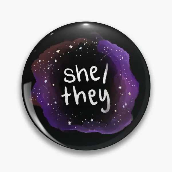 

Значок на булавке с мягкой пуговицей She They Galaxy PRS, милый значок для влюбленных Женщин, металлический воротник, креативные модные ювелирные из...