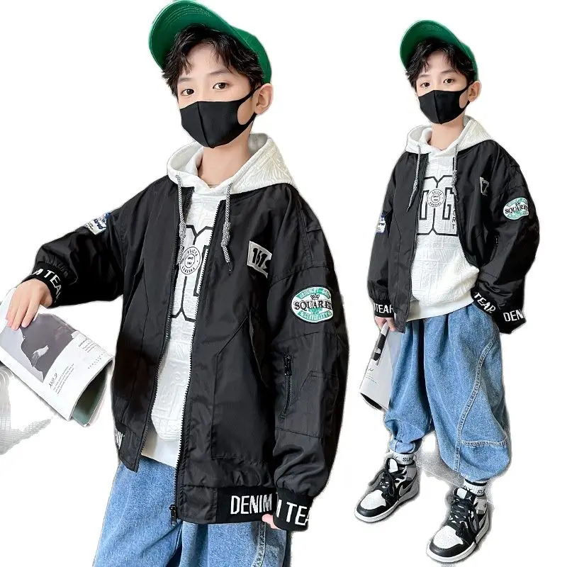 

Kids Clothes New Autumn Clothing Spring Hoodies Jacket Teenage Alphabet Print Baseball Uniform Boys Fashion Casual Tops 4-14 Yrs