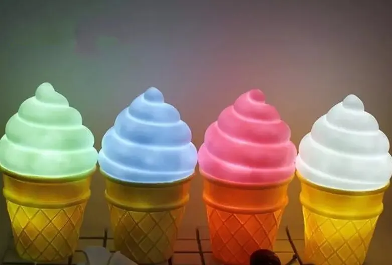 

New Bedroom Novelty Ice Cream Night Light Desk Table Led Lamp With Battery Kids Children Birthday Gift Xmas Home Decor