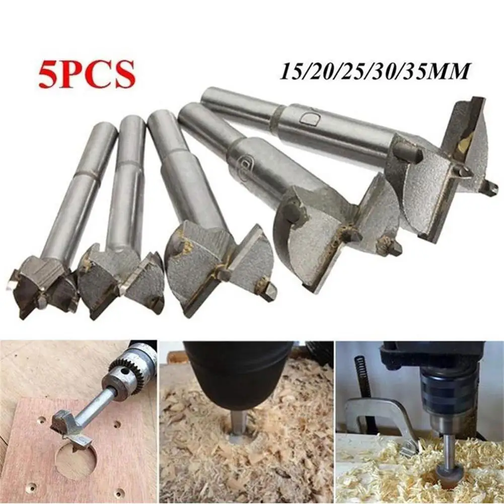 

5pcs Drills Wood Boring Hole Saw Cutter Tool Hole Opener Woodworking Hinge Boring Reaming Drill Bits 15-35mm