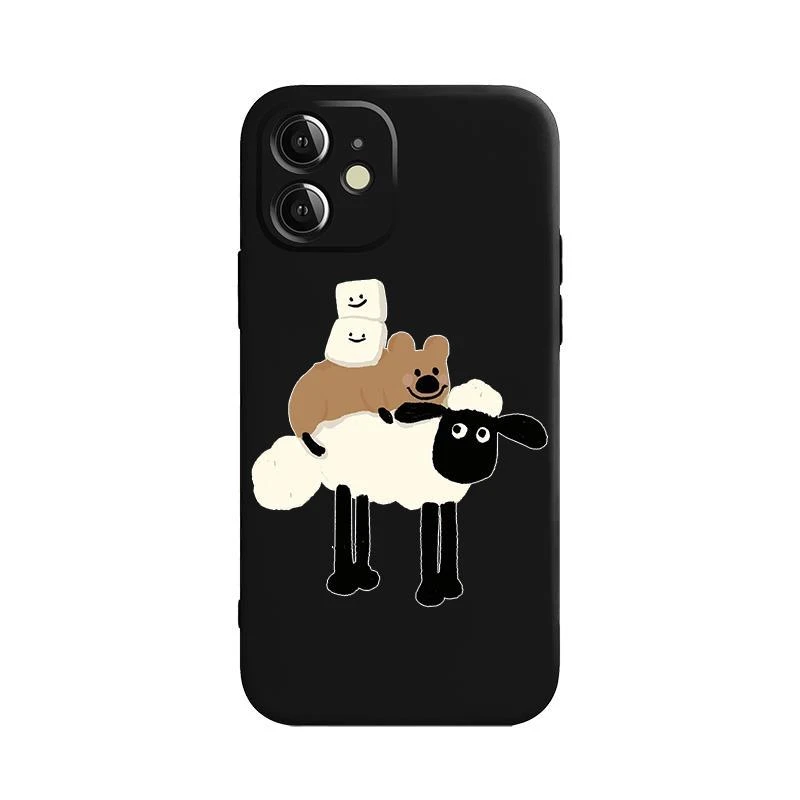 

Phone Case For iPhone 13 12 11 6 6s 7 8 Plus X XR 11Pro XS Max Soft TPU Cute Cartoon Sheep Silicon Color Shockproof Back Cover